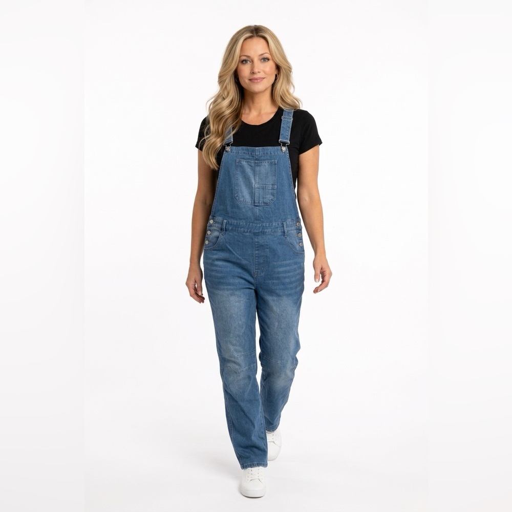 Women’s OVERALLS XL & L available faded denim jeans barrel leg NWT